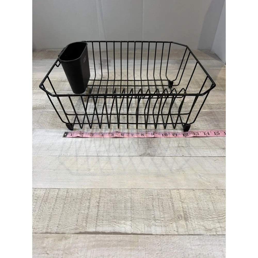 Rubbermaid Black Wire Dish Drainer Rack Silverware Basket Kitchen Sink Drying